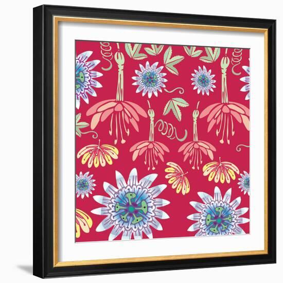 Flowers, Passion Flower Color-Belen Mena-Framed Giclee Print