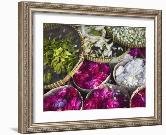 Flowers Prepared for Offerings, Yogyakarta, Java, Indonesia-Ian Trower-Framed Photographic Print
