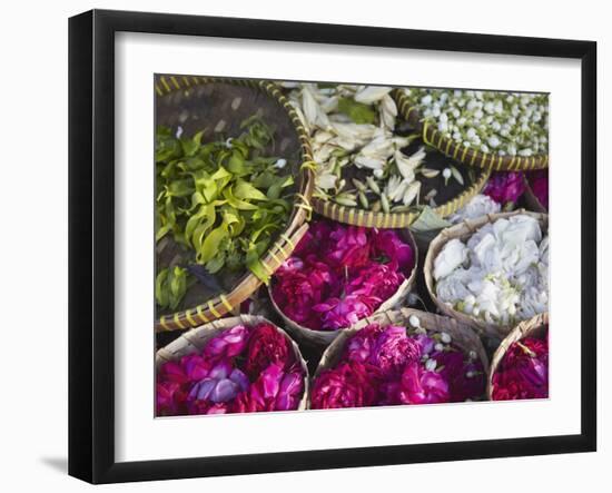 Flowers Prepared for Offerings, Yogyakarta, Java, Indonesia-Ian Trower-Framed Photographic Print