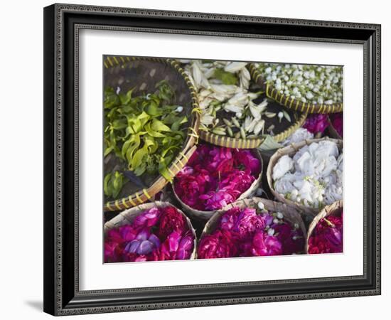 Flowers Prepared for Offerings, Yogyakarta, Java, Indonesia-Ian Trower-Framed Photographic Print