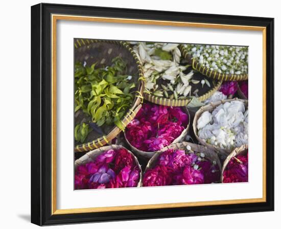 Flowers Prepared for Offerings, Yogyakarta, Java, Indonesia-Ian Trower-Framed Photographic Print