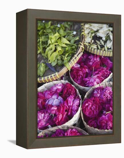 Flowers Prepared for Offerings, Yogyakarta, Java, Indonesia-Ian Trower-Framed Premier Image Canvas