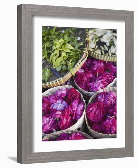 Flowers Prepared for Offerings, Yogyakarta, Java, Indonesia-Ian Trower-Framed Photographic Print