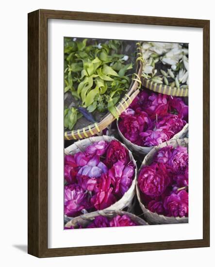 Flowers Prepared for Offerings, Yogyakarta, Java, Indonesia-Ian Trower-Framed Photographic Print