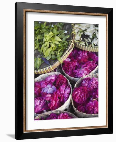 Flowers Prepared for Offerings, Yogyakarta, Java, Indonesia-Ian Trower-Framed Photographic Print