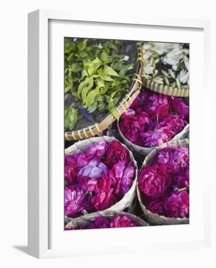 Flowers Prepared for Offerings, Yogyakarta, Java, Indonesia-Ian Trower-Framed Photographic Print