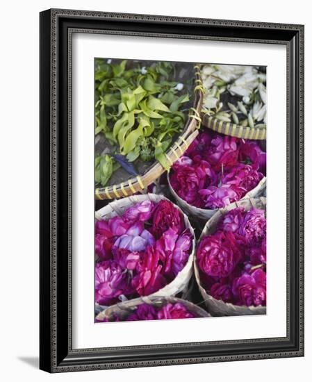 Flowers Prepared for Offerings, Yogyakarta, Java, Indonesia-Ian Trower-Framed Photographic Print