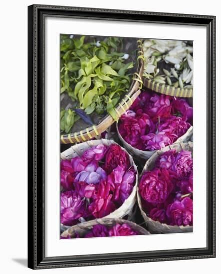 Flowers Prepared for Offerings, Yogyakarta, Java, Indonesia-Ian Trower-Framed Photographic Print