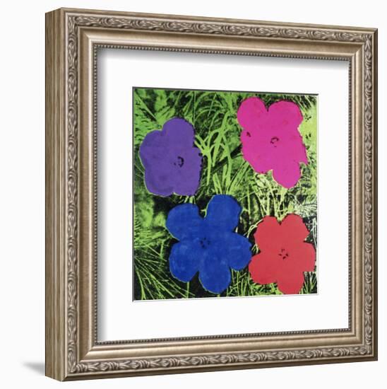 Flowers (Purple, Blue, Pink, Red)-Andy Warhol-Framed Art Print