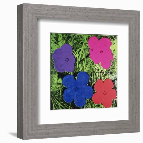 Flowers (Purple, Blue, Pink, Red)-Andy Warhol-Framed Art Print