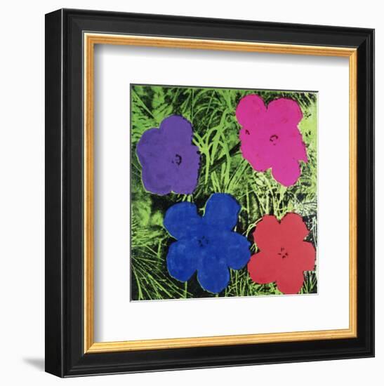 Flowers (Purple, Blue, Pink, Red)-Andy Warhol-Framed Art Print