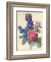 Flowers, Roses and Larkspur-Camile de Chanteraine-Framed Giclee Print