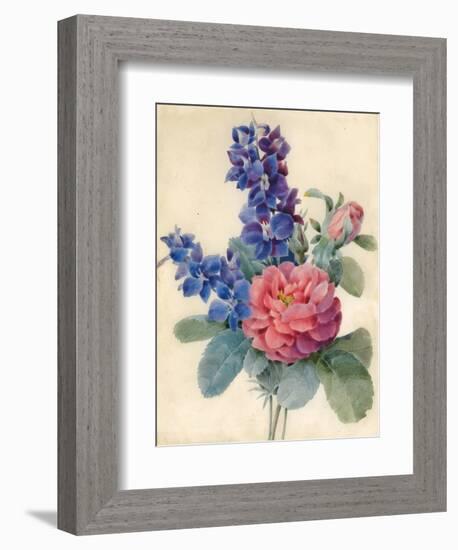 Flowers, Roses and Larkspur-Camile de Chanteraine-Framed Giclee Print