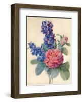 Flowers, Roses and Larkspur-Camile de Chanteraine-Framed Giclee Print