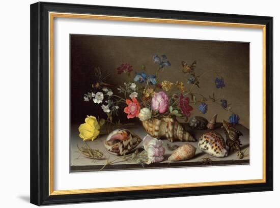 Flowers, Shells and Insects on a Stone Ledge-Balthasar van der Ast-Framed Giclee Print