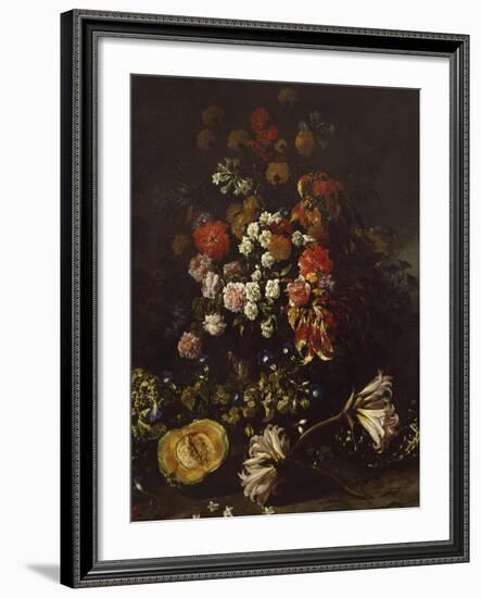 Flowers with Crystal Bowl-Paolo Porpora-Framed Giclee Print