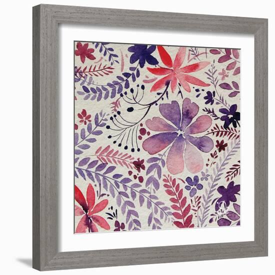 Flowery Dreams I-Blue Fish-Framed Art Print