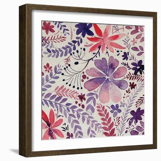 Flowery Dreams I-Blue Fish-Framed Art Print