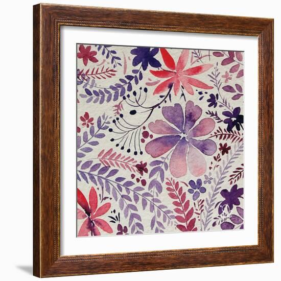 Flowery Dreams I-Blue Fish-Framed Art Print