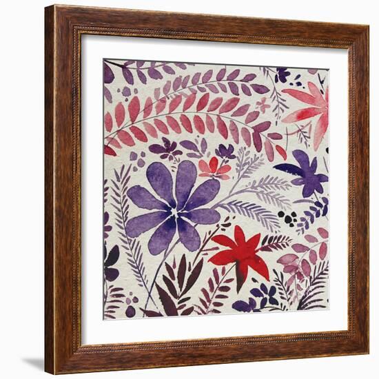 Flowery Dreams II-Blue Fish-Framed Art Print