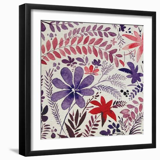 Flowery Dreams II-Blue Fish-Framed Art Print