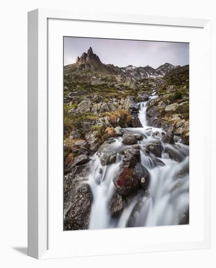 Flowing water of a creek, Alp Da Cavloc, Maloja Pass, Bregaglia Valley, Engadine, Canton of Graubun-Roberto Moiola-Framed Photographic Print