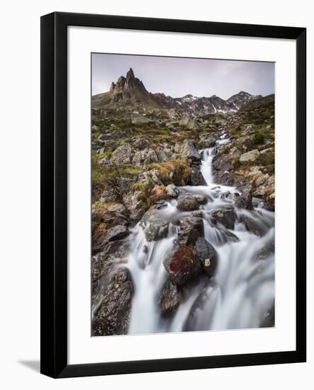 Flowing water of a creek, Alp Da Cavloc, Maloja Pass, Bregaglia Valley, Engadine, Canton of Graubun-Roberto Moiola-Framed Photographic Print