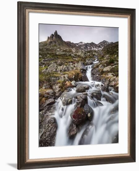 Flowing water of a creek, Alp Da Cavloc, Maloja Pass, Bregaglia Valley, Engadine, Canton of Graubun-Roberto Moiola-Framed Photographic Print