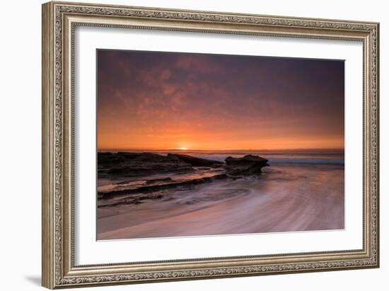 Flowing Water over the Beach at Sunrise-A Periam Photography-Framed Photographic Print