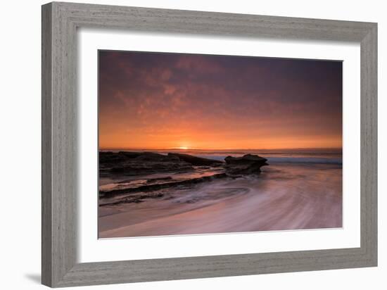 Flowing Water over the Beach at Sunrise-A Periam Photography-Framed Photographic Print