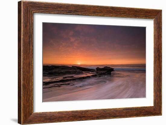 Flowing Water over the Beach at Sunrise-A Periam Photography-Framed Photographic Print