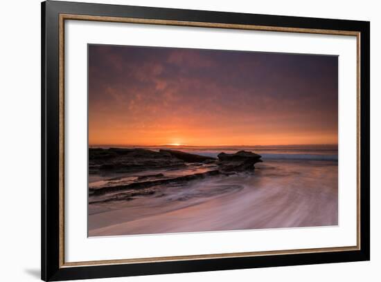 Flowing Water over the Beach at Sunrise-A Periam Photography-Framed Photographic Print