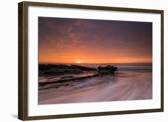 Flowing Water over the Beach at Sunrise-A Periam Photography-Framed Photographic Print