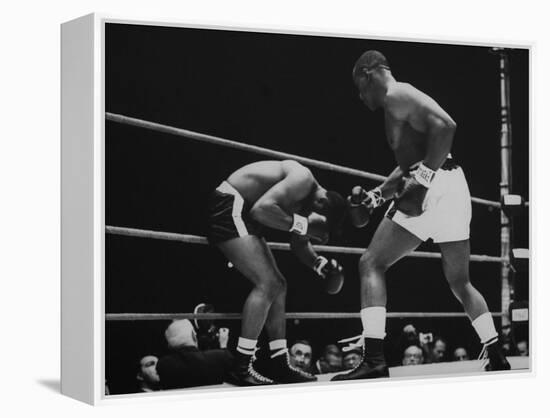 Floyd Patterson, and Sonny Liston During Liston-Patterson Heavyweight Title Bout-George Silk-Framed Premier Image Canvas