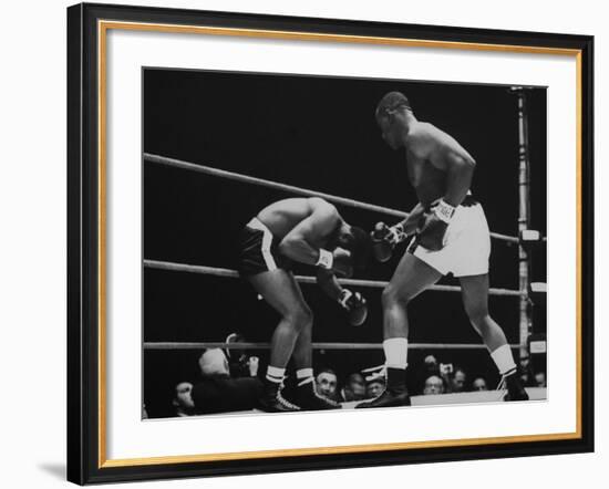 Floyd Patterson, and Sonny Liston During Liston-Patterson Heavyweight Title Bout-George Silk-Framed Premium Photographic Print