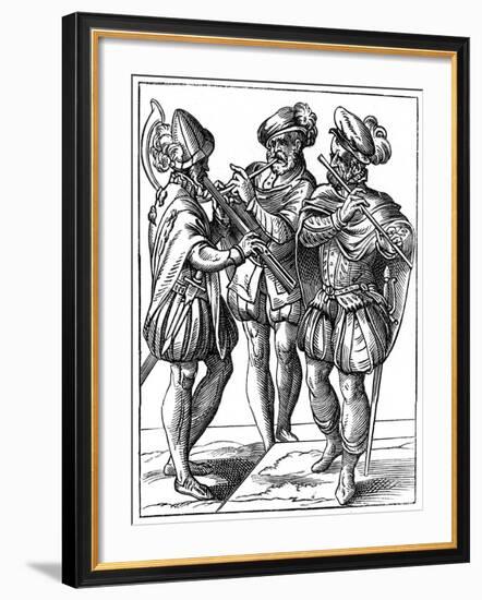 Flute and Cornetto Players, 16th Century-Jost Amman-Framed Giclee Print
