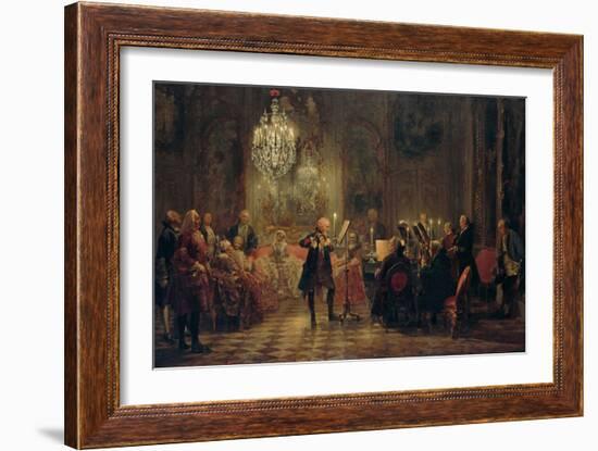 Flute Concert with Frederick the Great in Sanssouci, 1850-1852-Adolph Friedrich von Menzel-Framed Giclee Print
