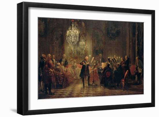 Flute Concert with Frederick the Great in Sanssouci, 1850-1852-Adolph Friedrich von Menzel-Framed Giclee Print