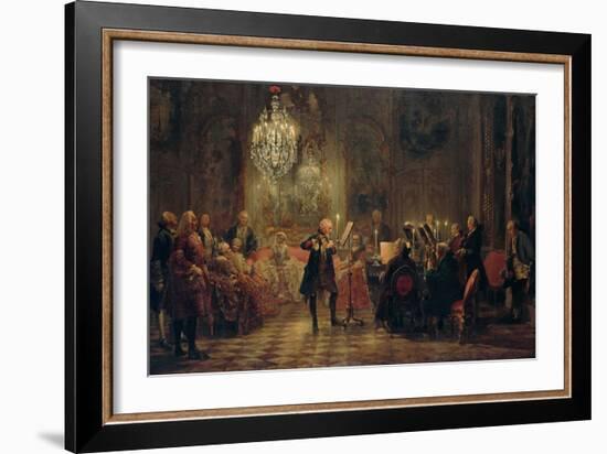 Flute Concert with Frederick the Great in Sanssouci, 1850-1852-Adolph Friedrich von Menzel-Framed Giclee Print