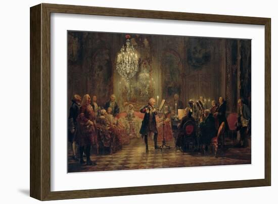 Flute Concert with Frederick the Great in Sanssouci-Adolph von Menzel-Framed Giclee Print