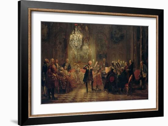 Flute Concert with Frederick the Great in Sanssouci-Adolph von Menzel-Framed Giclee Print