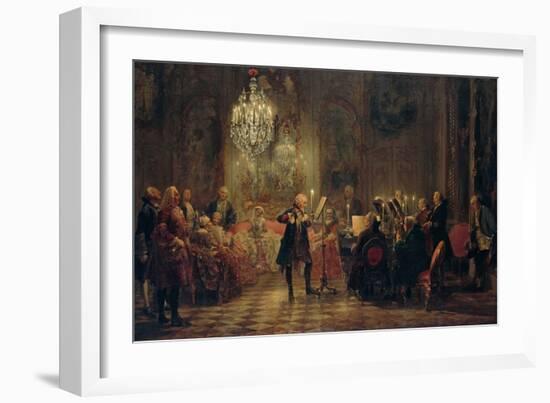 Flute Concert with Frederick the Great in Sanssouci-Adolph von Menzel-Framed Giclee Print