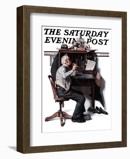 "Flutist" or "Spring Song" Saturday Evening Post Cover, May 16,1925-Norman Rockwell-Framed Giclee Print