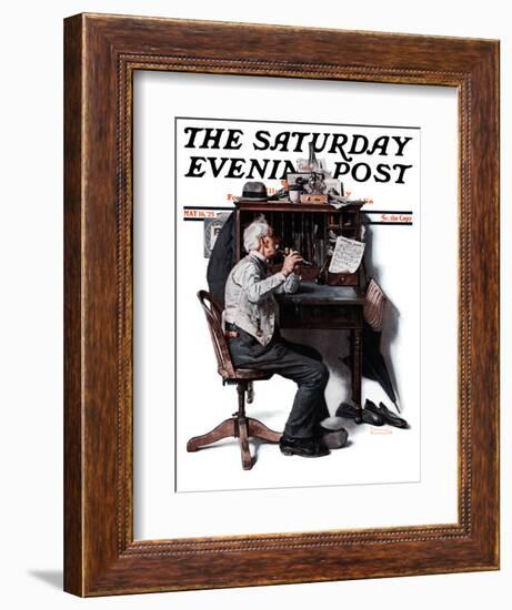 "Flutist" or "Spring Song" Saturday Evening Post Cover, May 16,1925-Norman Rockwell-Framed Giclee Print