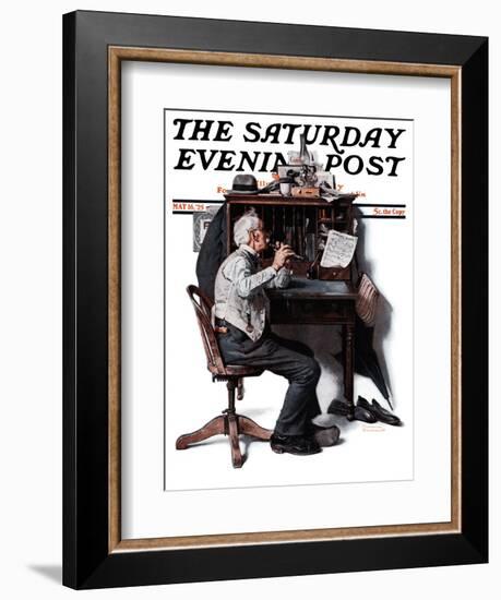 "Flutist" or "Spring Song" Saturday Evening Post Cover, May 16,1925-Norman Rockwell-Framed Giclee Print