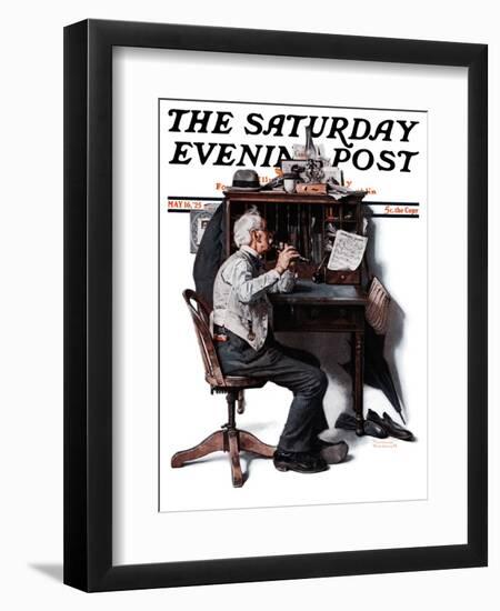 "Flutist" or "Spring Song" Saturday Evening Post Cover, May 16,1925-Norman Rockwell-Framed Giclee Print