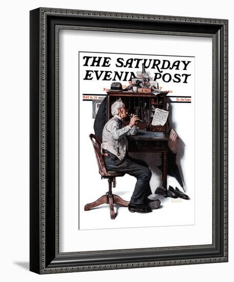 "Flutist" or "Spring Song" Saturday Evening Post Cover, May 16,1925-Norman Rockwell-Framed Giclee Print