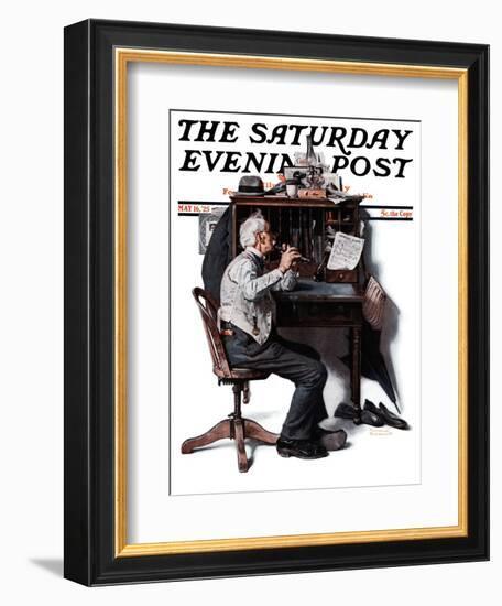 "Flutist" or "Spring Song" Saturday Evening Post Cover, May 16,1925-Norman Rockwell-Framed Giclee Print