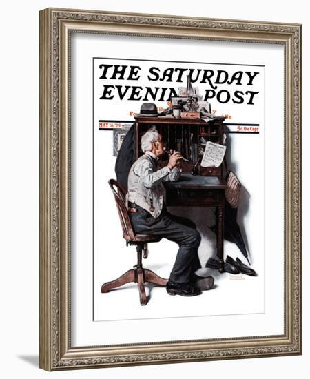 "Flutist" or "Spring Song" Saturday Evening Post Cover, May 16,1925-Norman Rockwell-Framed Giclee Print