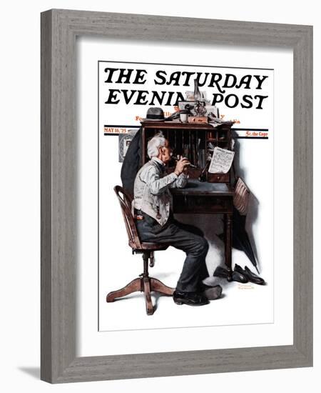 "Flutist" or "Spring Song" Saturday Evening Post Cover, May 16,1925-Norman Rockwell-Framed Giclee Print